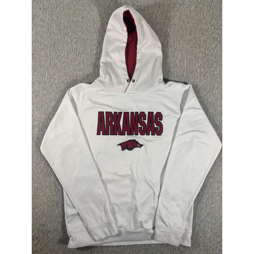 Stadium Athletics Arkansas Razorbacks Hoodie White Burgundy Mens XL Sweatshirt